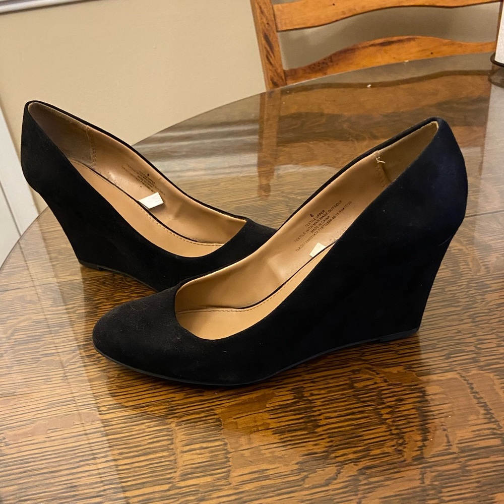 Merona Black Suede Wedge Heels